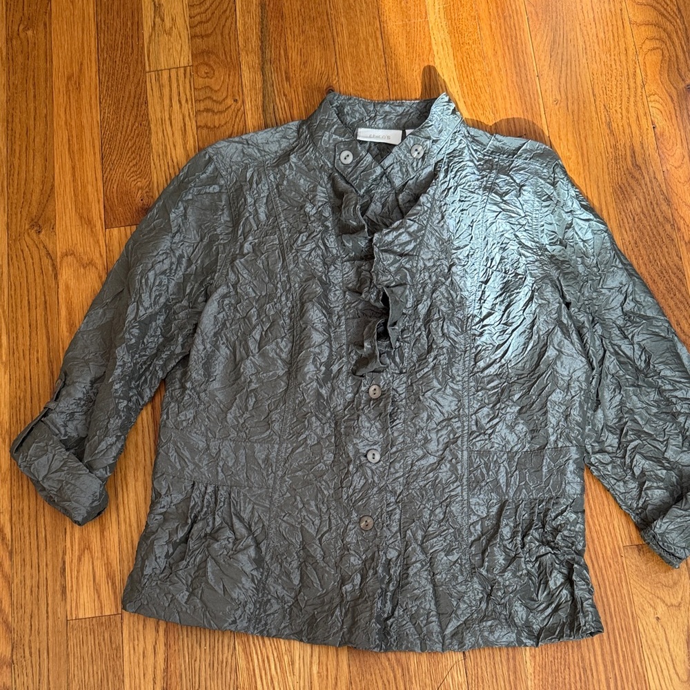 NWOT Chico's Women’s Jolena Jacket with a Crinkle Texture. Size 1